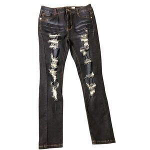 Blue Republic Co Junior Distressed Skinny Jeans Dark Wash Ripped Denim Size 11